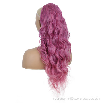 Vigorous 24'' Body Wave Drawstring Ponytails for Women Kinky Ponytail Synthetic Clips in Ponytail Extension